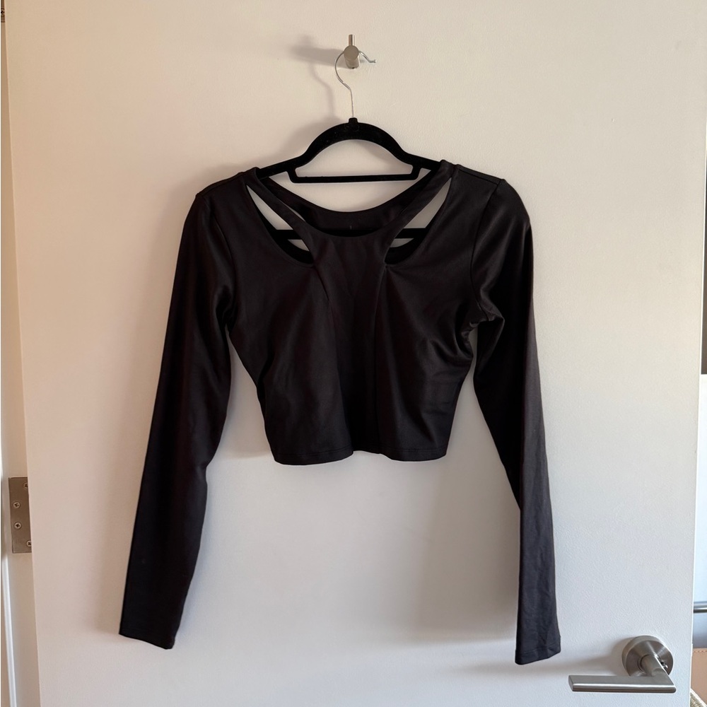 Alo Black Long Sleeve Cutout Top